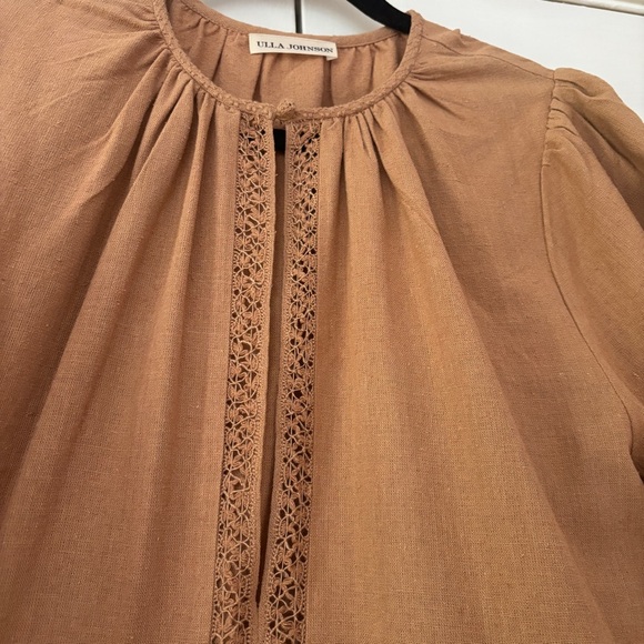 Ulla Johnson Raw Silk Kalea Midi Dress Clay Size 4 Fringe Boho Bohemian Fringe - Picture 8 of 14